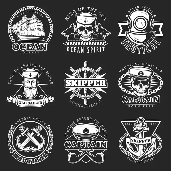 Beyaz Vintage denizci amblem seti