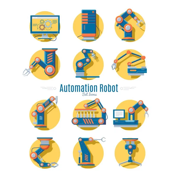 Colección de iconos de robot industrial — Archivo Imágenes Vectoriales