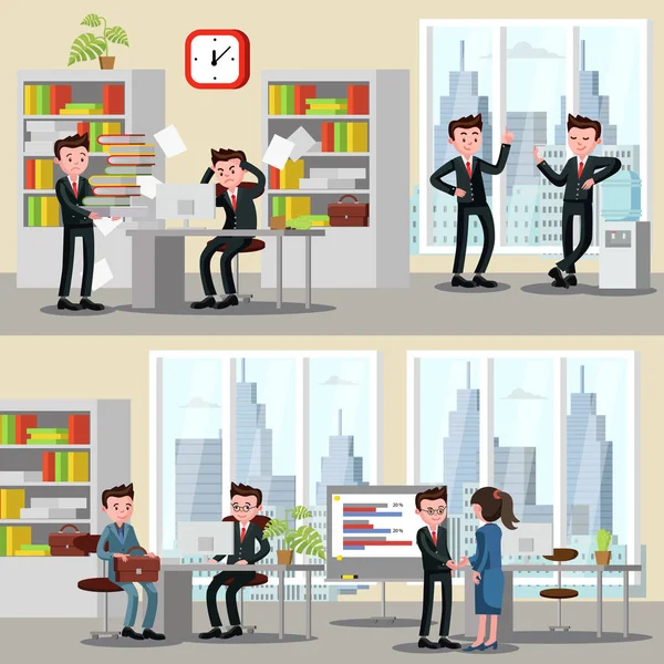 Banners horizontales de Office People — Vector de stock