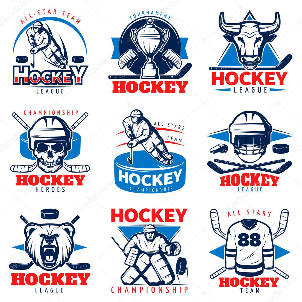 Hockey League Emblem Set