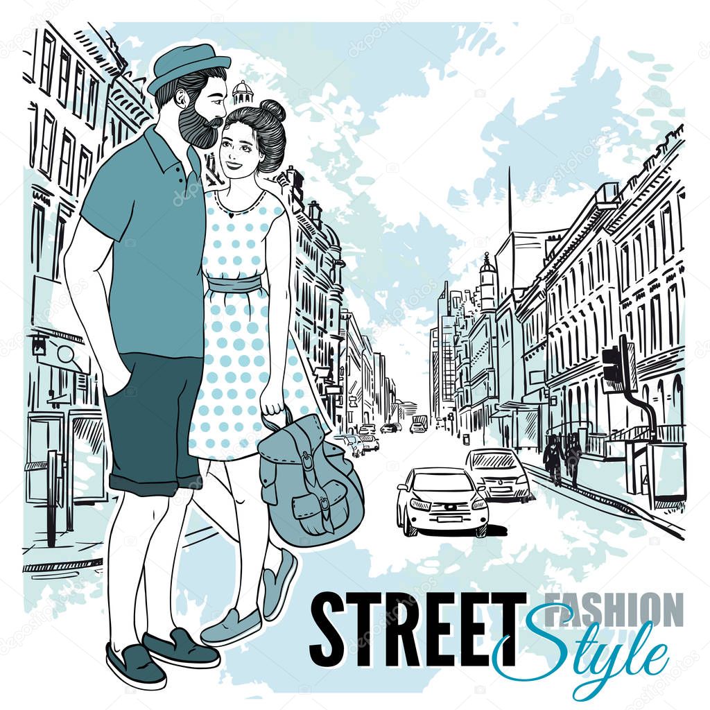 Couple Fashion City Street Poster