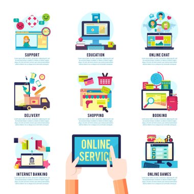 Internet hizmet düz Infographics