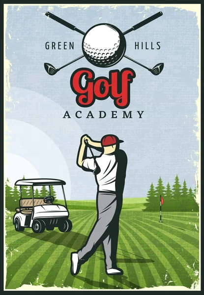 Renkli Retro Golf Poster — Stok Vektör