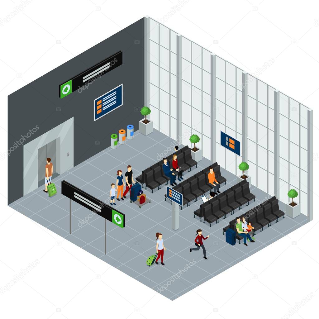 People In Airport Isometric Illustration