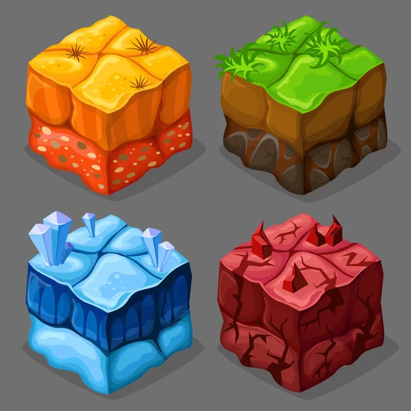 Ensemble de cubes isométriques de bande dessinée — Image vectorielle