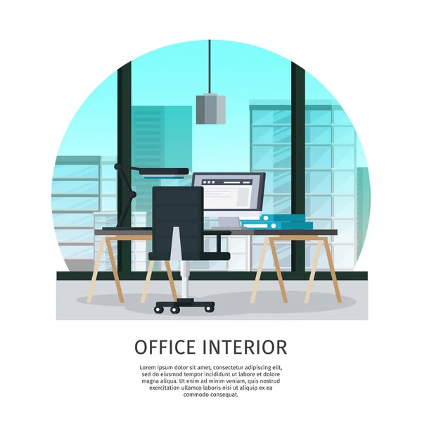 Interieur Office-sjabloon — Stockvector