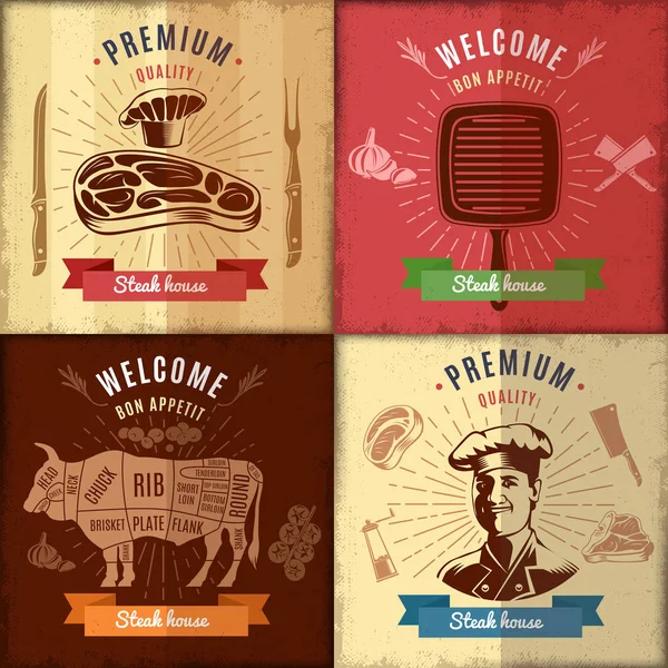 Diseño del emblema de Steak House — Archivo Imágenes Vectoriales