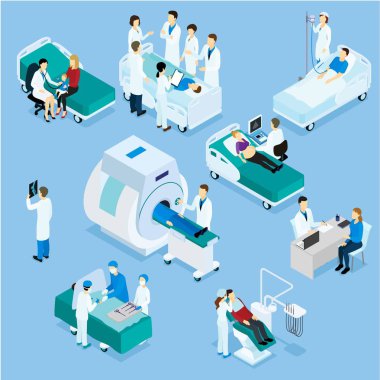Doktor ve hasta izometrik Set