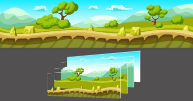 Landscape With Separated Layers For Game clipart