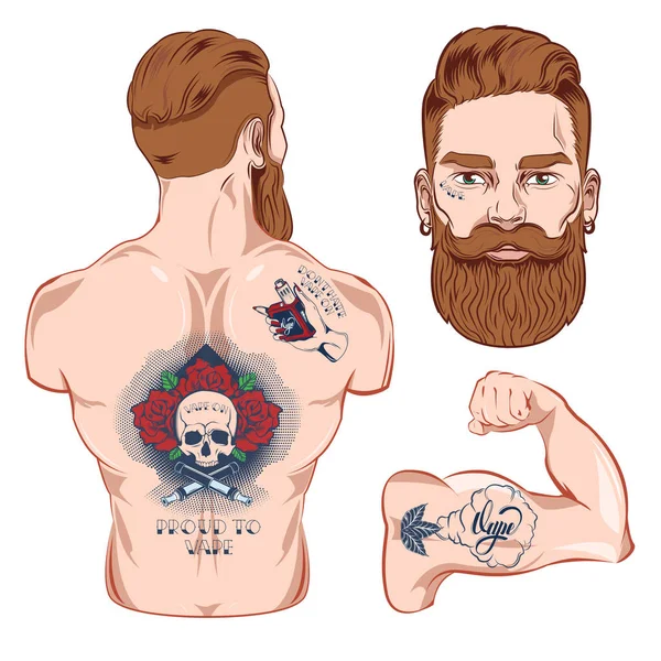 Tatuado Vector Character Imagens — Vetor de Stock