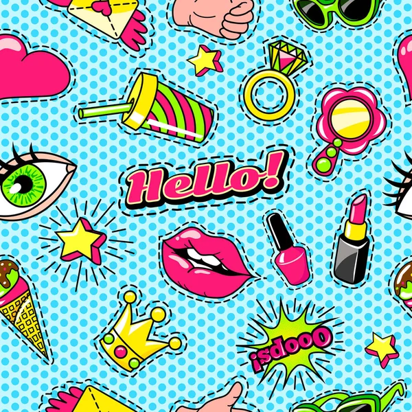 Patch per ragazze modello di stile comico — Vettoriale Stock