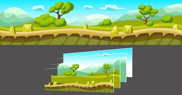 Paisaje con capas separadas para el juego — Vector de stock