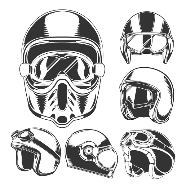 Collection de casques de moto — Image vectorielle