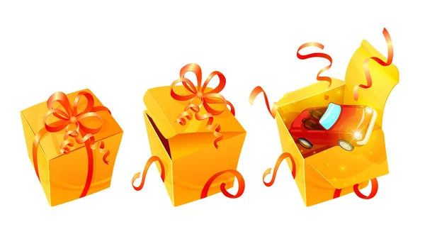 Realistische Luxus-Geschenkboxen Set — Stockvektor