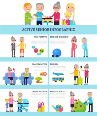 Aktif üst düzey insanlar düz Infographics