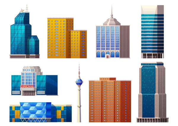 Färgglada moderna byggnader Set — Stock vektor