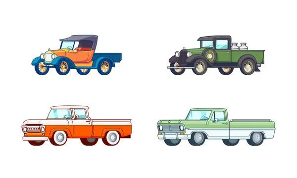 Colorido conjunto de modelos de camioneta — Vector de stock