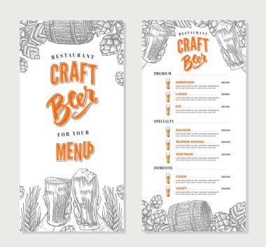 Alkollü içecekler Restoran Menü şablonu