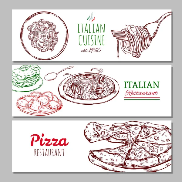 意大利餐饮行业英语水平横幅 — 图库矢量图片