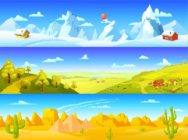 Bunte Landschaft horizontale Banner — Stockvektor