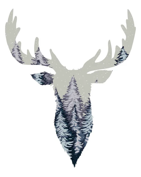 Silhouette tête de cerf sauvage — Image vectorielle