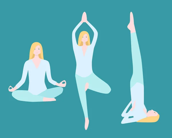 Set plano de yoga — Vector de stock