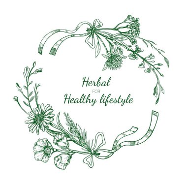 Bitkisel kroki yuvarlak çerçeve