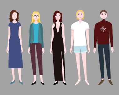 Beş kadın düz koleksiyonu