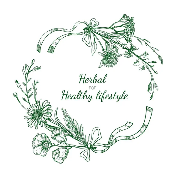 Bitkisel kroki yuvarlak çerçeve