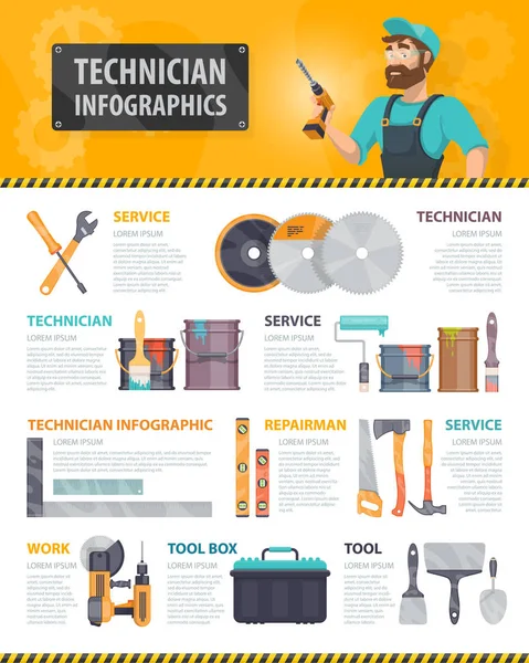 Infografías coloridas del servicio de reparación — Archivo Imágenes Vectoriales