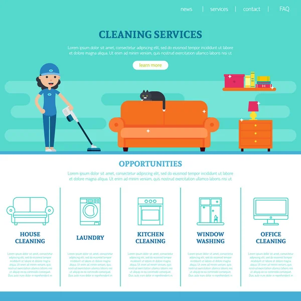 Temizlik şirket Web sayfası şablonu — Stok Vektör