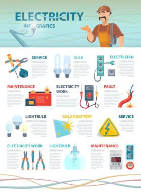 Profesyonel elektrikçi Infographic şablonu