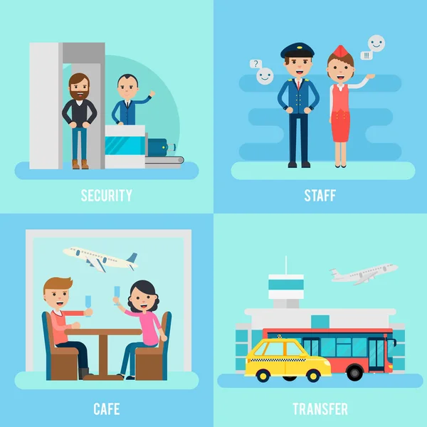 People In Airport Flat Concept — Stock Vector