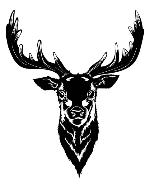 Black Deer Head — Stock Vector