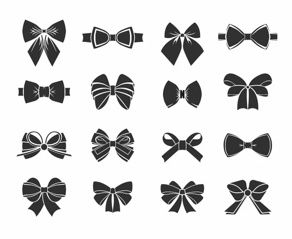 Black Decorative Bows Icons Set — Stock Vector