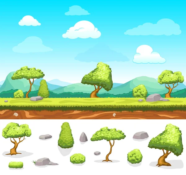 Verano Juego Diseño Paisaje — Archivo Imágenes Vectoriales