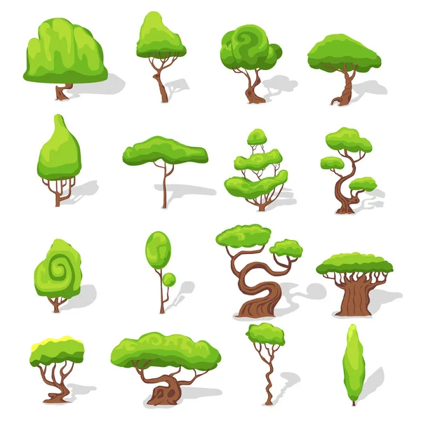 Fantezi yeşil ağaçlar Set — Stok Vektör