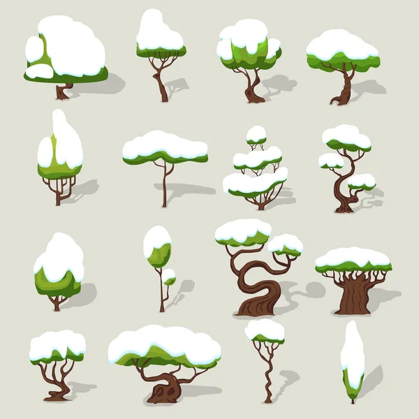 Зимові снігові дерева Колекція — стоковий вектор