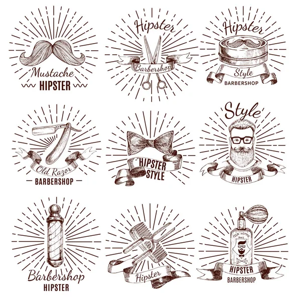 Étiquettes de style Hipster Barbershop — Image vectorielle