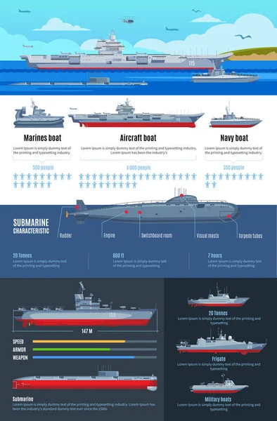 군 함 대 인포 그래픽 — 스톡 벡터