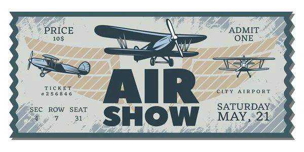 Bilhete Vintage Air Show Pass — Vetor de Stock