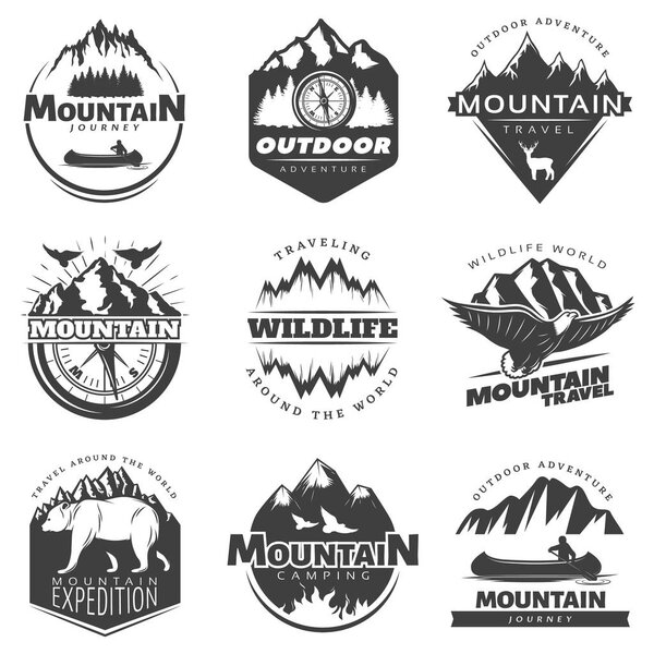 Vintage Mountains Logos Set