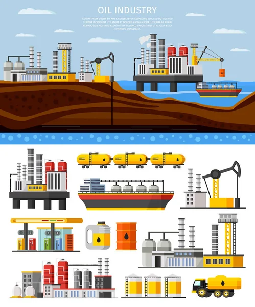 Composición de la industria petrolera — Vector de stock