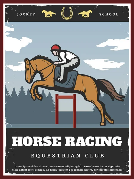 Kolorowy Sport jeździecki Poster — Wektor stockowy