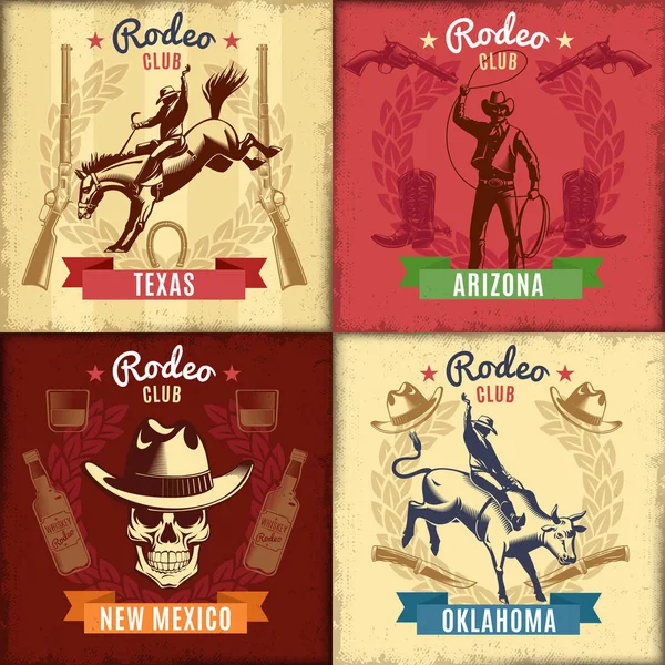 Vintage Wild West Emblems — Stock Vector