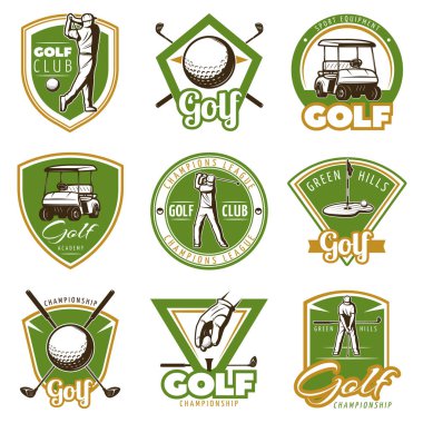Renkli Vintage Golf etiketleri