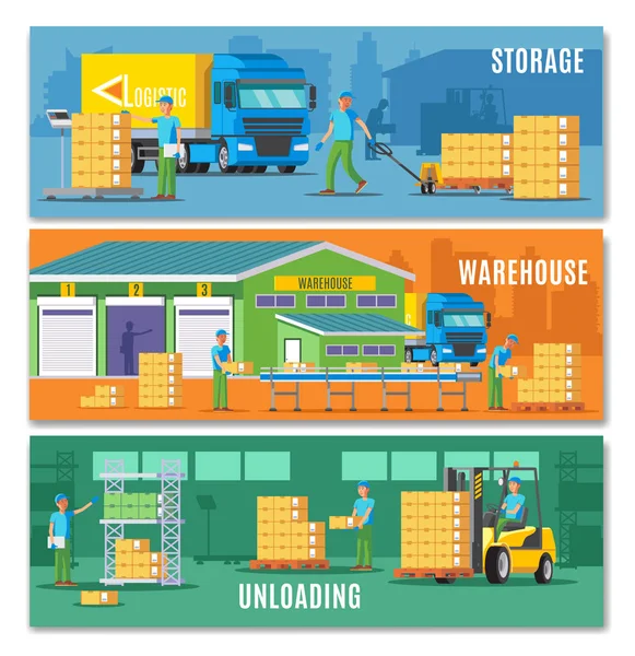 Bannières horizontales de stockage — Image vectorielle