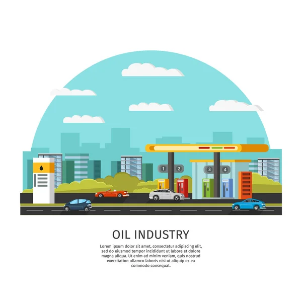 Modelo de posto de gasolina —  Vetores de Stock