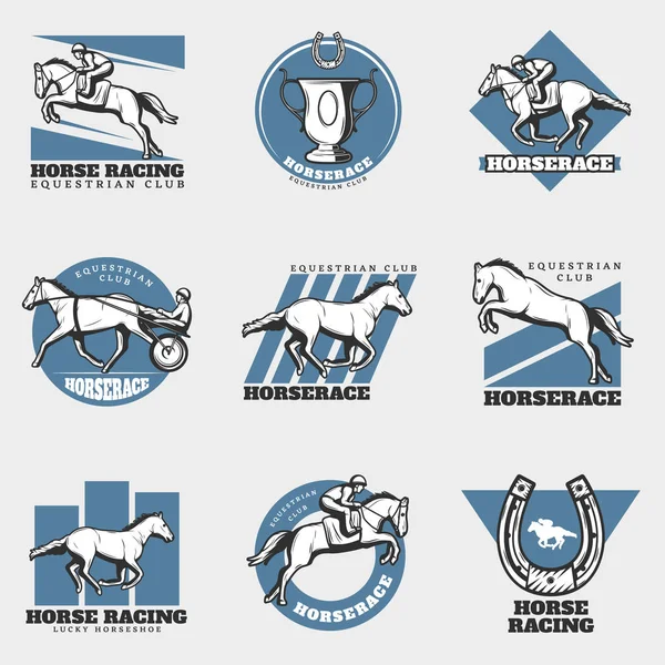 Equestrian Sport Vintage Logos Set — Stock Vector