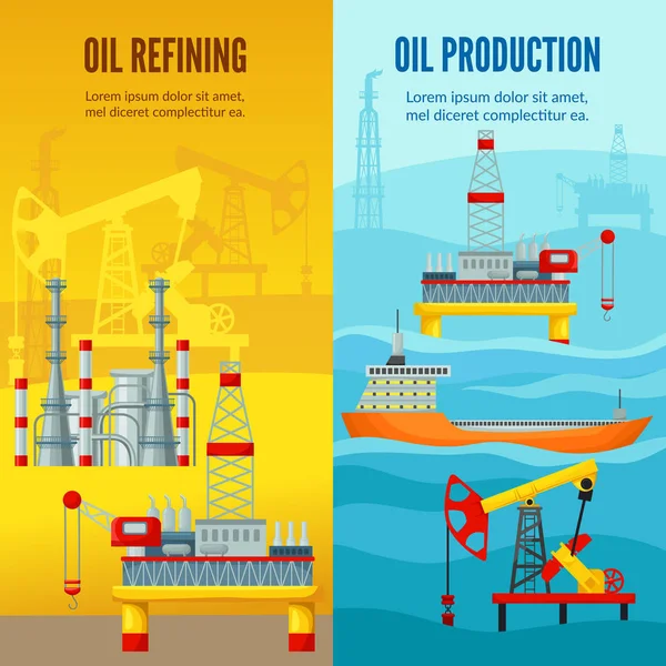 Olie industrie verticale Banners — Stockvector